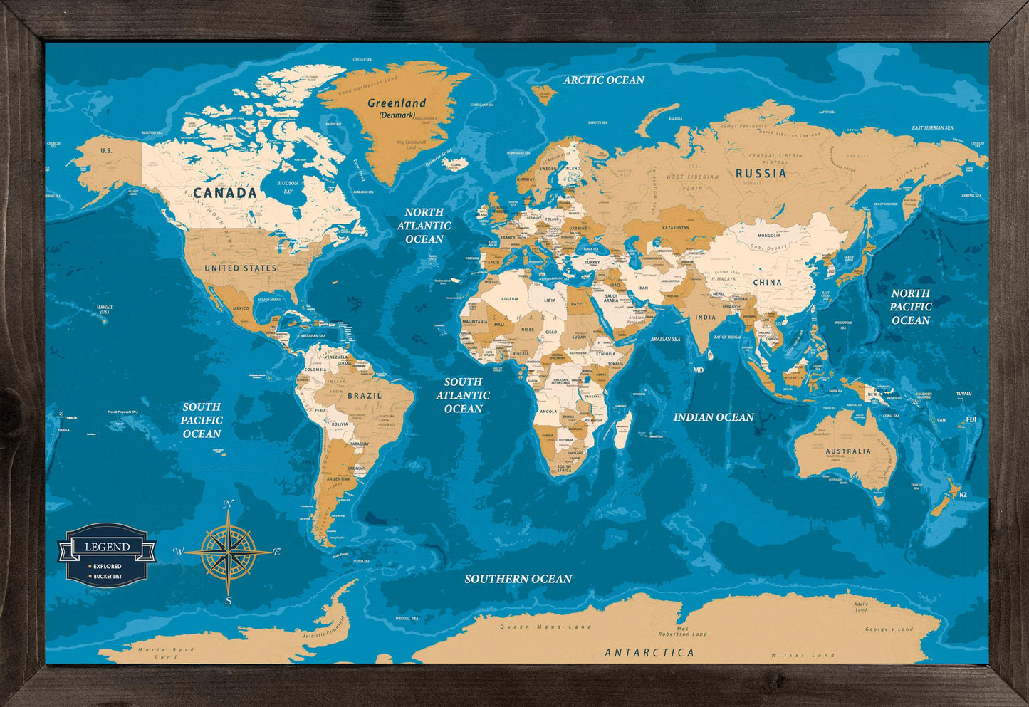 Globetrotter Cork Pin Map | 18 x 12 Framed | 10, 20, Single Units