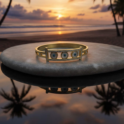 Triple Evil Eye Protection Bangle | Good Luck Jewelry