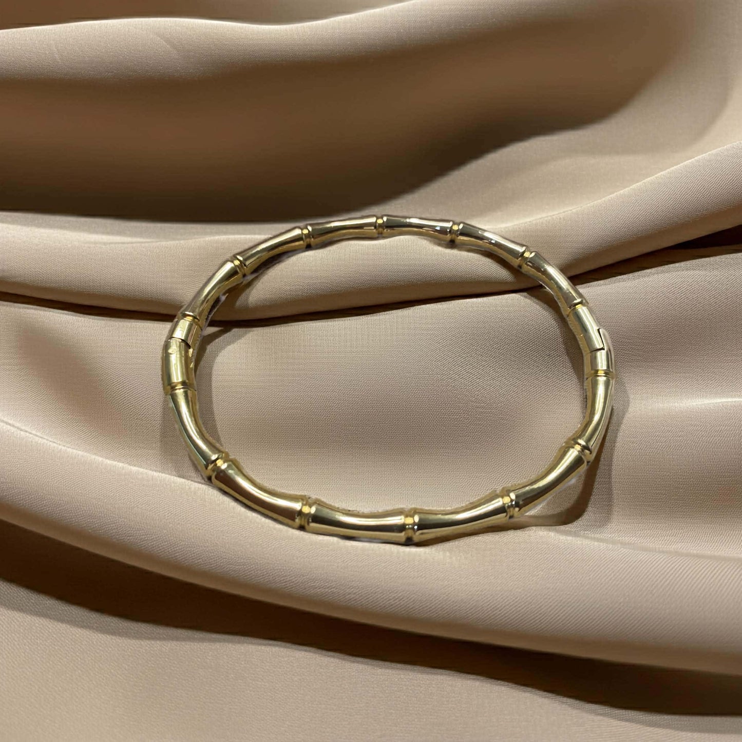 Elegant Bamboo-Inspired Gold-Plated Bangle