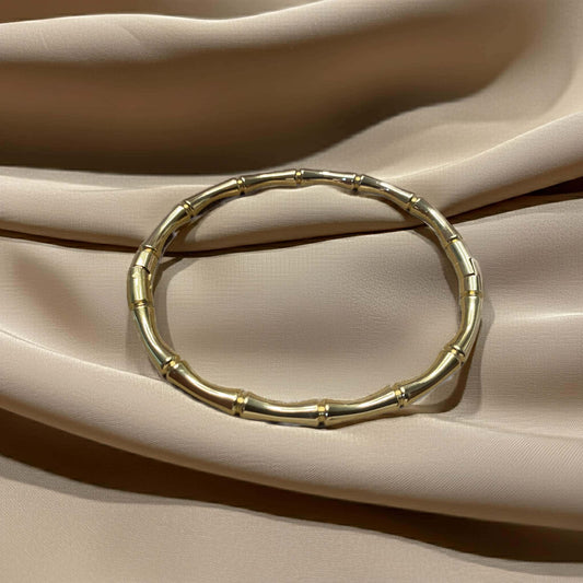 Elegant Bamboo-Inspired Gold-Plated Bangle