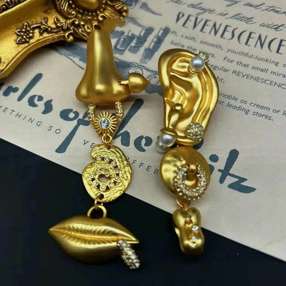 Graceful And Fashionable Nose Mouth Ear Expression Earrings