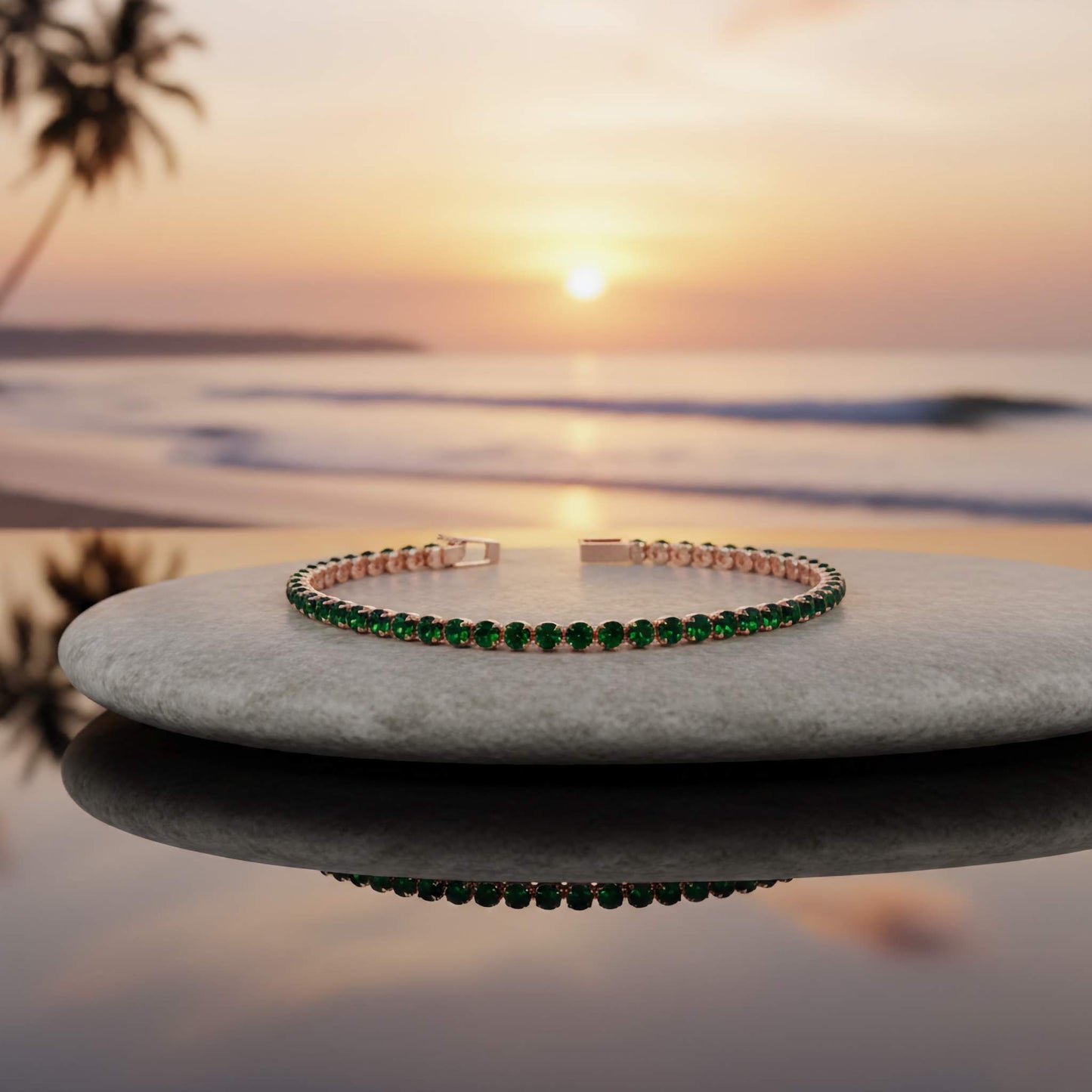 Bracelet de tennis Éclat Émeraude – Bijoux en Zirconium Vert Or 18 carats