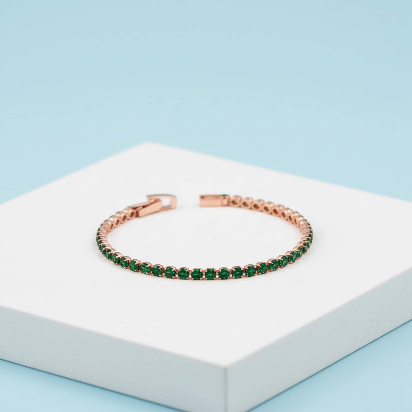 Bracelet de tennis Éclat Émeraude – Bijoux en Zirconium Vert Or 18 carats