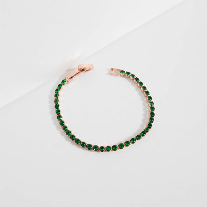 Bracelet de tennis Éclat Émeraude – Bijoux en Zirconium Vert Or 18 carats