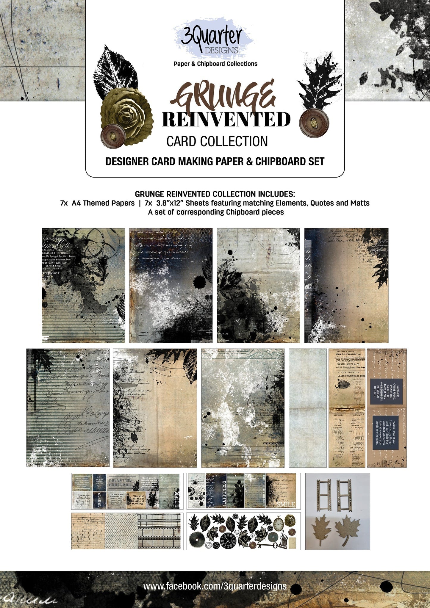3Quarter Designs Grunge Reinvented Card Collection