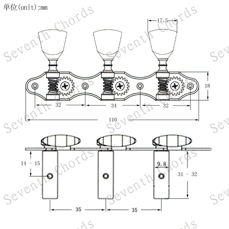 Ensemble de Mécaniques Chromées 3R3L, Mécaniques à oral illes de JETuning Classiques, Assemblage Jaune Lvory, lèvent Ezoïdes, Accessoires et Pièces