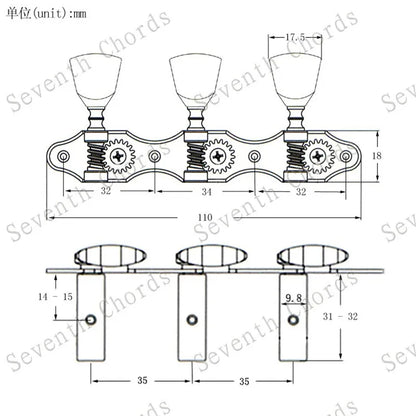 Ensemble de Mécaniques Chromées 3R3L, Mécaniques à oral illes de JETuning Classiques, Assemblage Jaune Lvory, lèvent Ezoïdes, Accessoires et Pièces