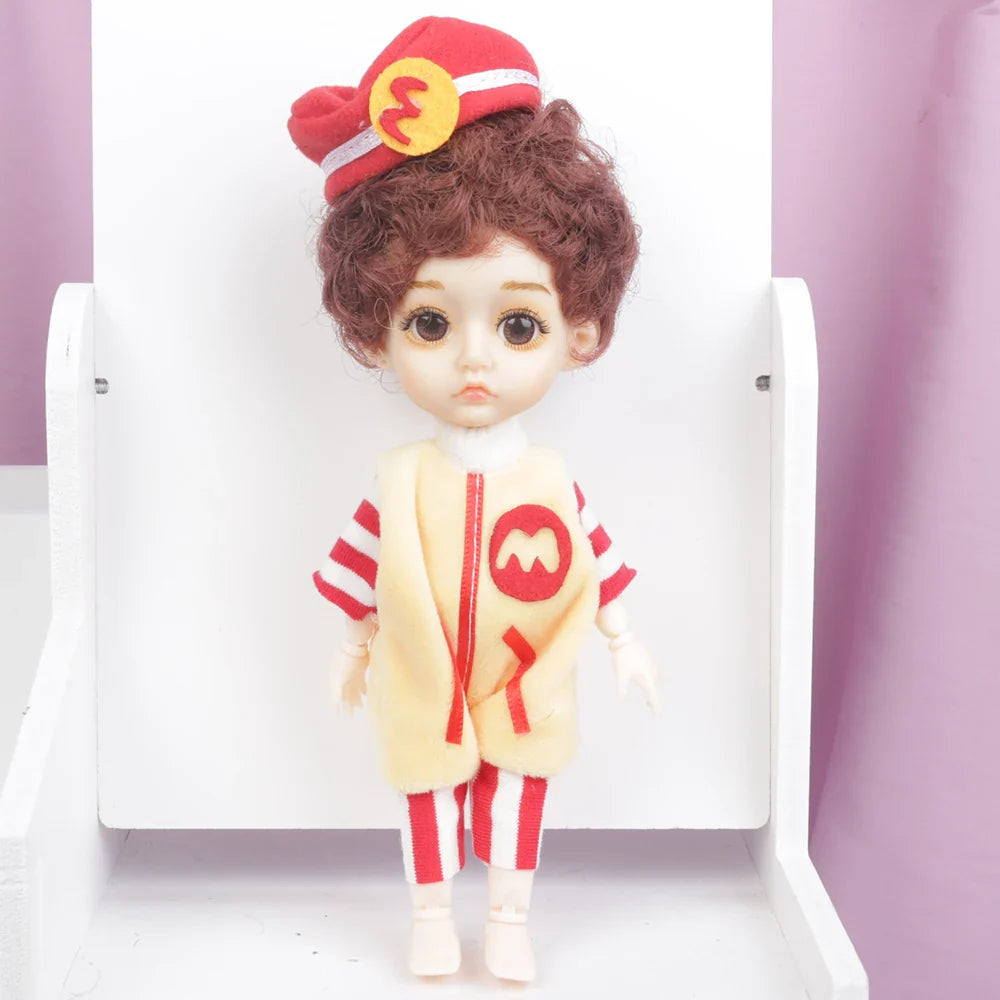 Blue Eyes16cm BJD Doll 13 Moveable Joint Dolls Boy Short Hair BJD Dolls Muilt-type Face Make Up Toy Cartoon Dress Girls  Dolls