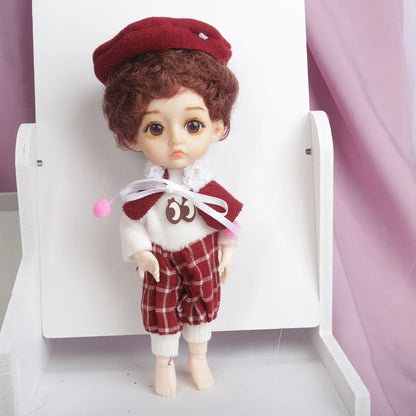 Blue Eyes16cm BJD Doll 13 Moveable Joint Dolls Boy Short Hair BJD Dolls Muilt-type Face Make Up Toy Cartoon Dress Girls  Dolls