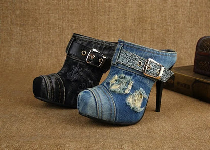 New high-heeled shoes waterproof Taiwan round head hollow out shoes heel strap cowboy fashion sexy sandals, slippers