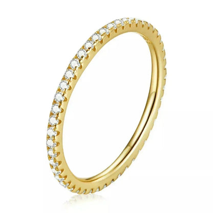 925 Sterling Silver Cz Simulated Diamond Stackable Ring Platinum Plated Eternity Bands For Women