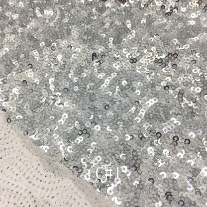 Tissu brodé haute qualité RX258 en satin, mat, haute densité, pailleté, 3mm, 13 coloris, base blanche