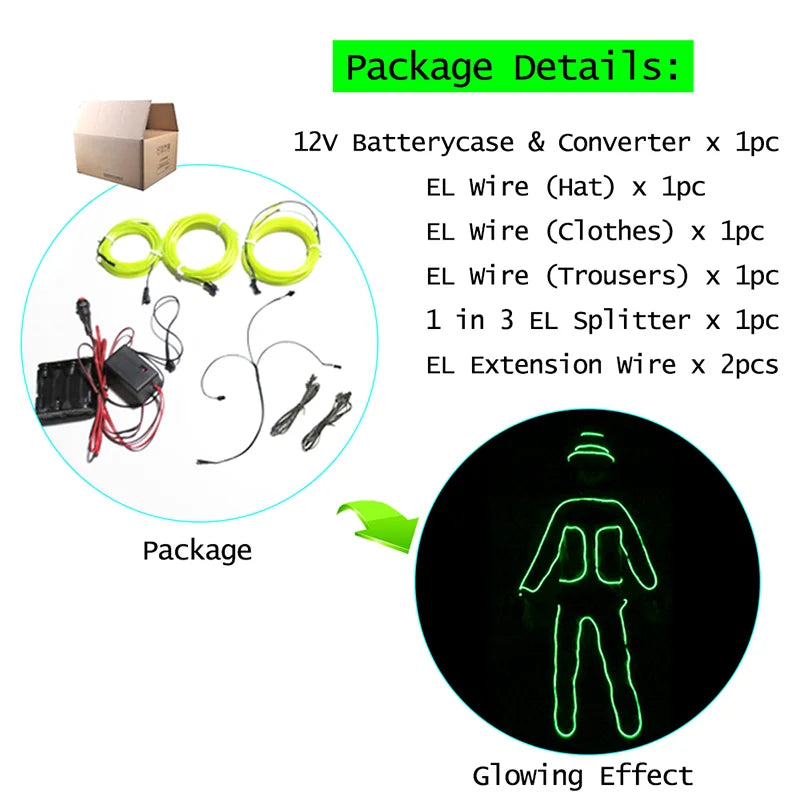 EL Suits Nouveauté Mode Vêtements LED/EL Costumes Lumineux Accessoires de Danse Lumineux Vêtements Hommes pour Décoration DIY de Vacances Vente Chaude