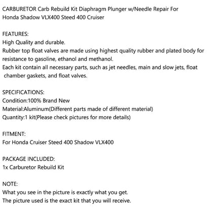 Free Shipping Carburetor Diaphragm Plunger W/Needle Repair Kit for Honda Steed VLX400 Shadow