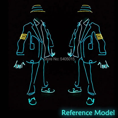 EL Suits Nouveauté Mode Vêtements LED/EL Costumes Lumineux Accessoires de Danse Lumineux Vêtements Hommes pour Décoration DIY de Vacances Vente Chaude
