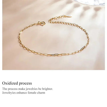 925 Sterling Silver Gold Cable Chain Bracelet