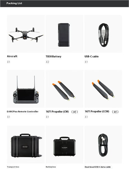Integrated LP12 Speaker Searchlight for DJI M30T Drone 10km Image Transmission 4K UHD Video Brushless Standard Prosumer Drones