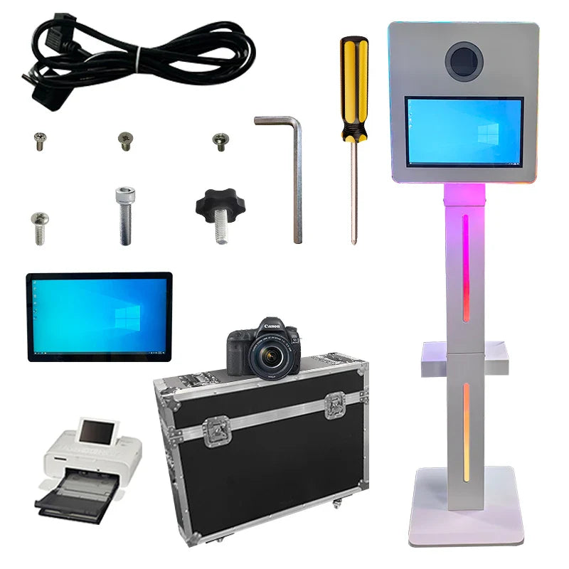 Camera White matrix Metal Digital Lcd Glam Bot Dlsr Led Open air Photobooth Dslr Photo Booth Shell With Camera Glam Filter