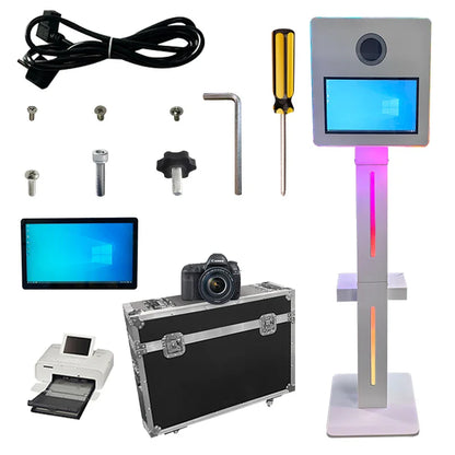 Camera White matrix Metal Digital Lcd Glam Bot Dlsr Led Open air Photobooth Dslr Photo Booth Shell With Camera Glam Filter