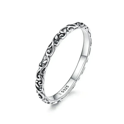 925 Sterling Silver Vintage Embossed Floral Ring