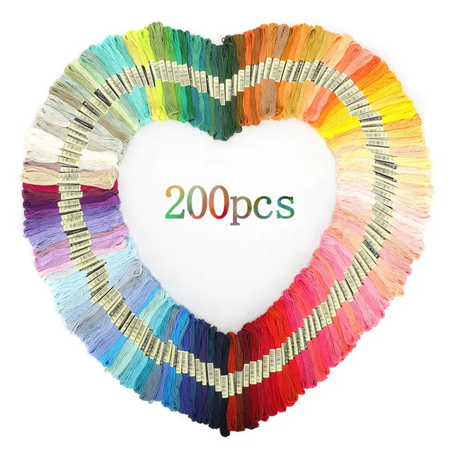 Embroidery Kit 50/150/200/250/450Pcs Cross Stitch Thread With Threader Bobbins Sewing Needles Storage Box Sewing Embroidery Kit