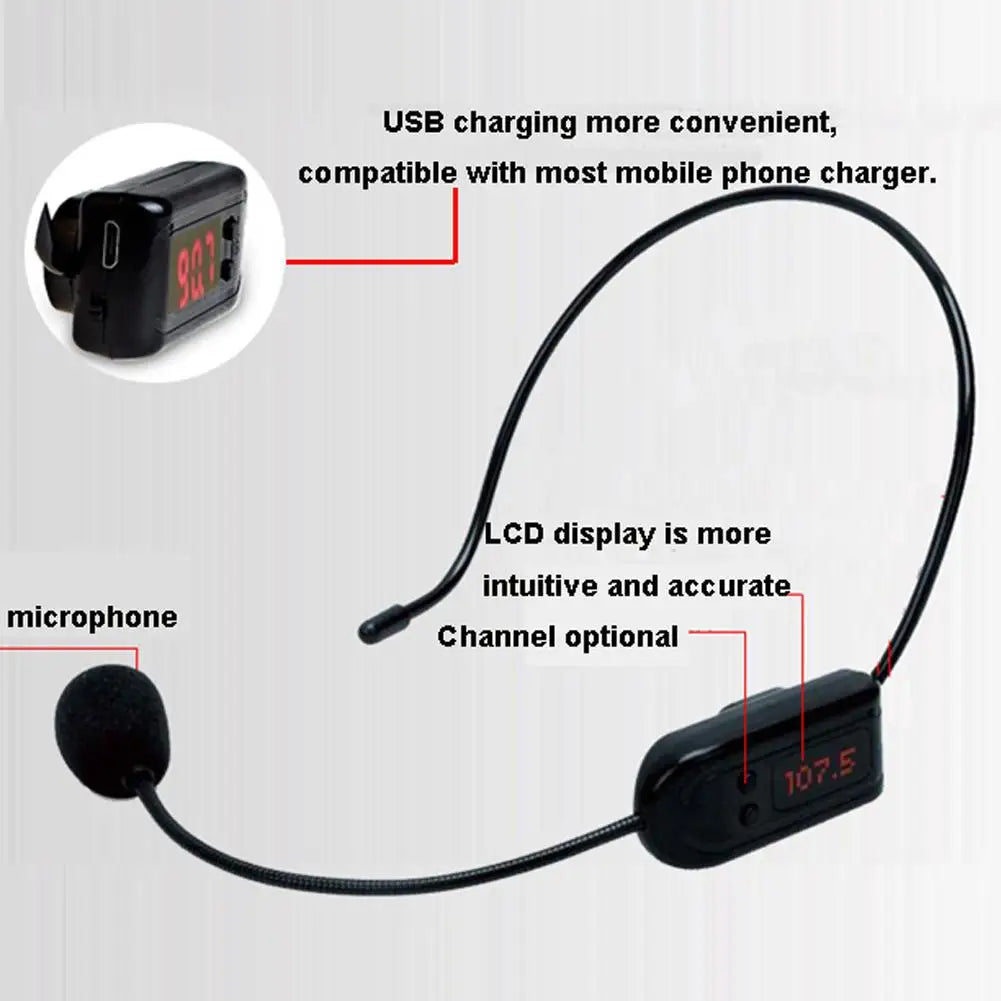 Microphone sans fil FM portable, casque, Radio, mégaphone, pour haut-parleur, enseignement des réunions, Guide touristique, conférences