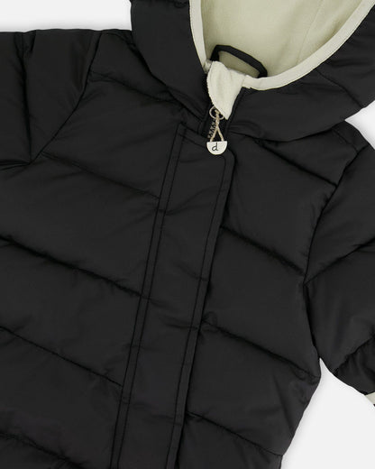 One-Piece Baby Cloud Compressible Snowsuit Designed For Car Seat Black