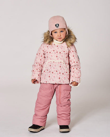 One-Piece Baby Snug Snowsuit Designed For Car Seat Pink Mini Flowers