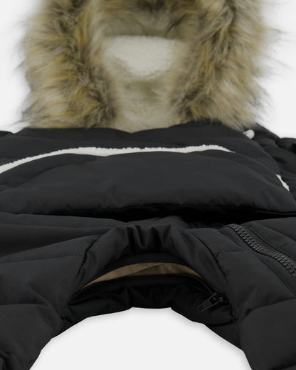 One-Piece Baby Snug Snowsuit Designed For Car Seat Black