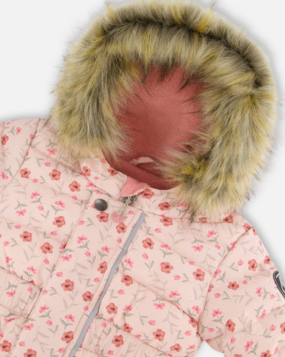 One-Piece Baby Original Puffy Snowsuit Pink Mini Flowers