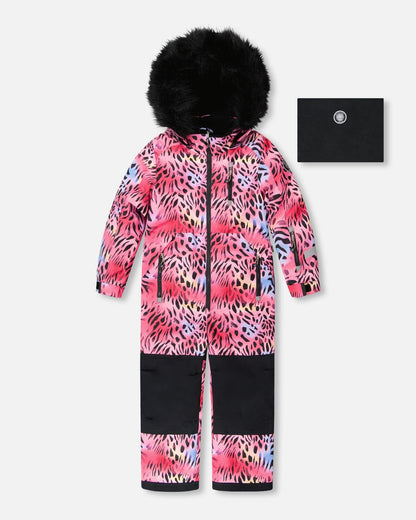Combinaison de Neige Une Pièce Léopard et Zèbre Multicolore