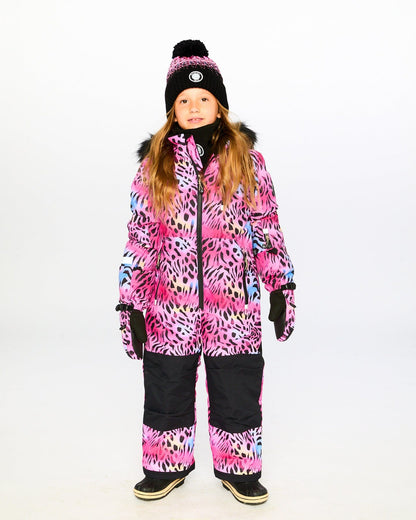 Combinaison de Neige Une Pièce Léopard et Zèbre Multicolore