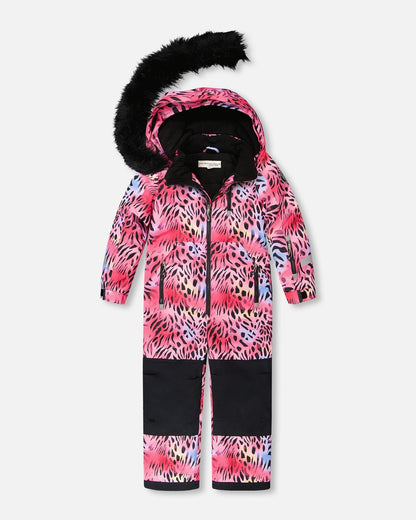 Combinaison de Neige Une Pièce Léopard et Zèbre Multicolore