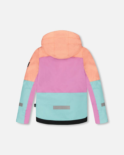 Two-Piece Teknik Snowsuit With Colorblocked Jacket Pink Watercolor Flower Print