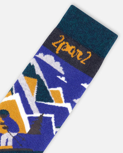 Winter Ski Socks With Merino Wool Deep Teal