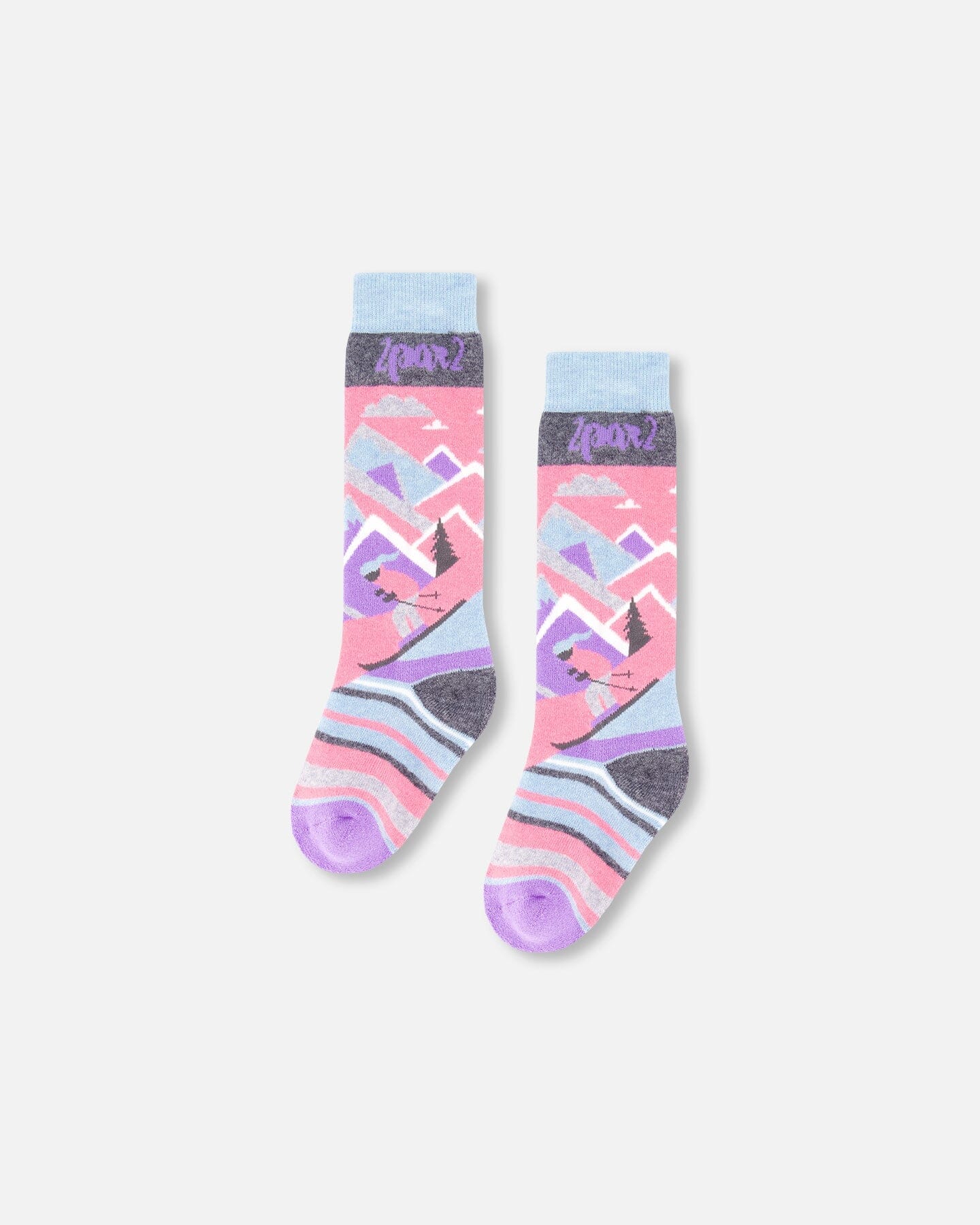 Winter Ski Socks With Merino Wool Pink