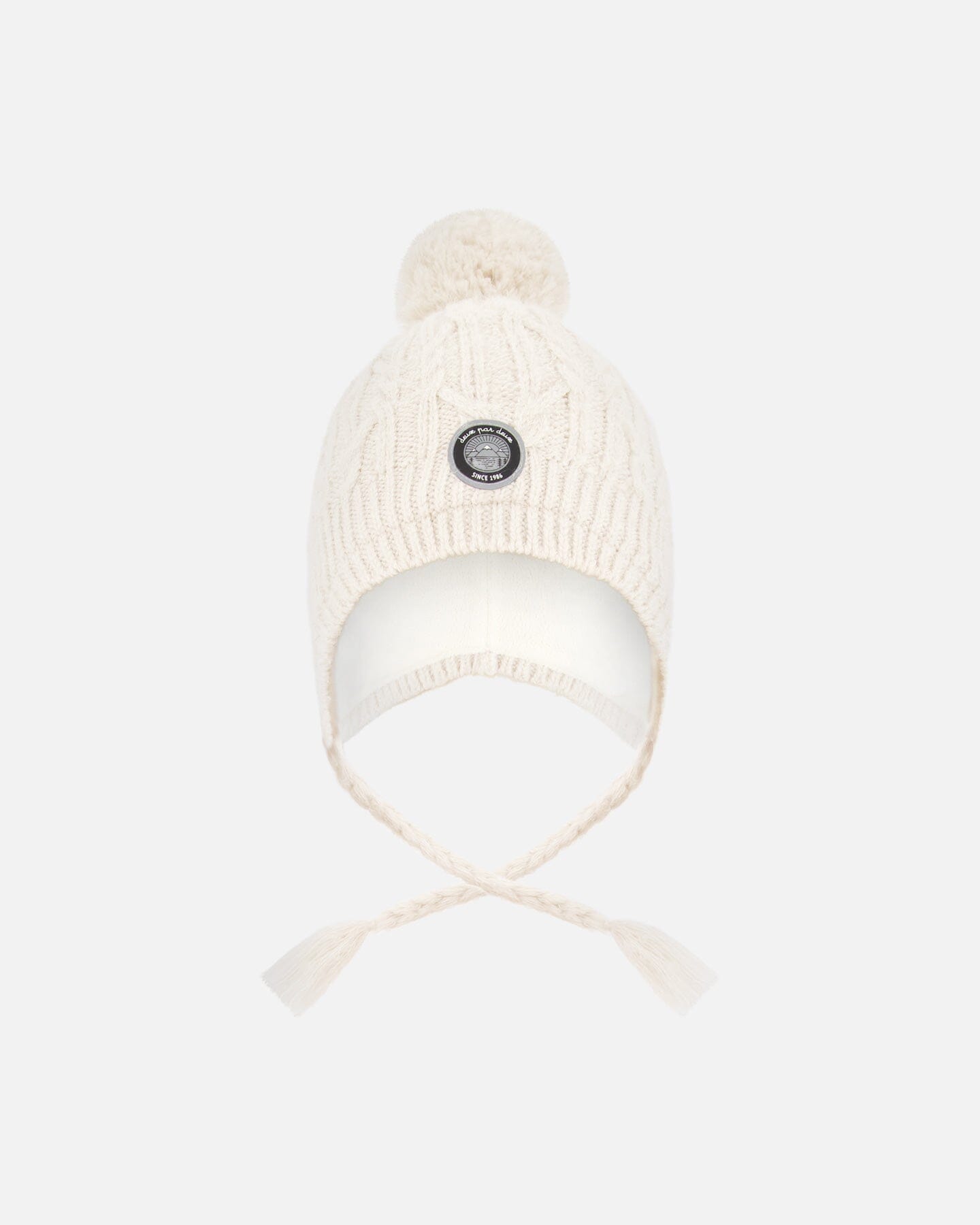 Bonnet d'hiver doublé avec pompon blanc cassé