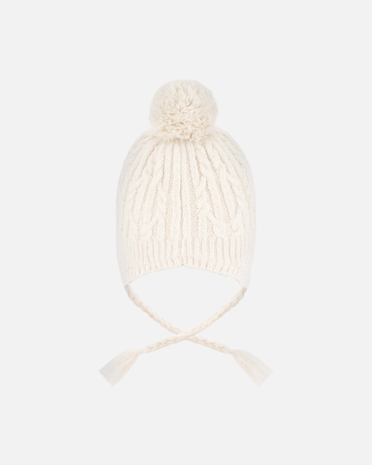 Bonnet d'hiver doublé avec pompon blanc cassé