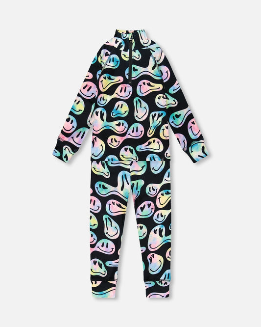 Two-Piece Thermal Underwear Set Smiley Face Girl