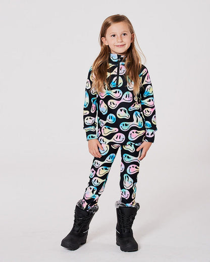 Two-Piece Thermal Underwear Set Smiley Face Girl