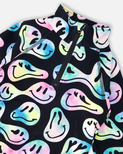 Two-Piece Thermal Underwear Set Smiley Face Girl