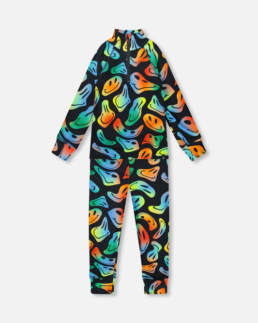 Two-Piece Thermal Underwear Set Smiley Face Boy