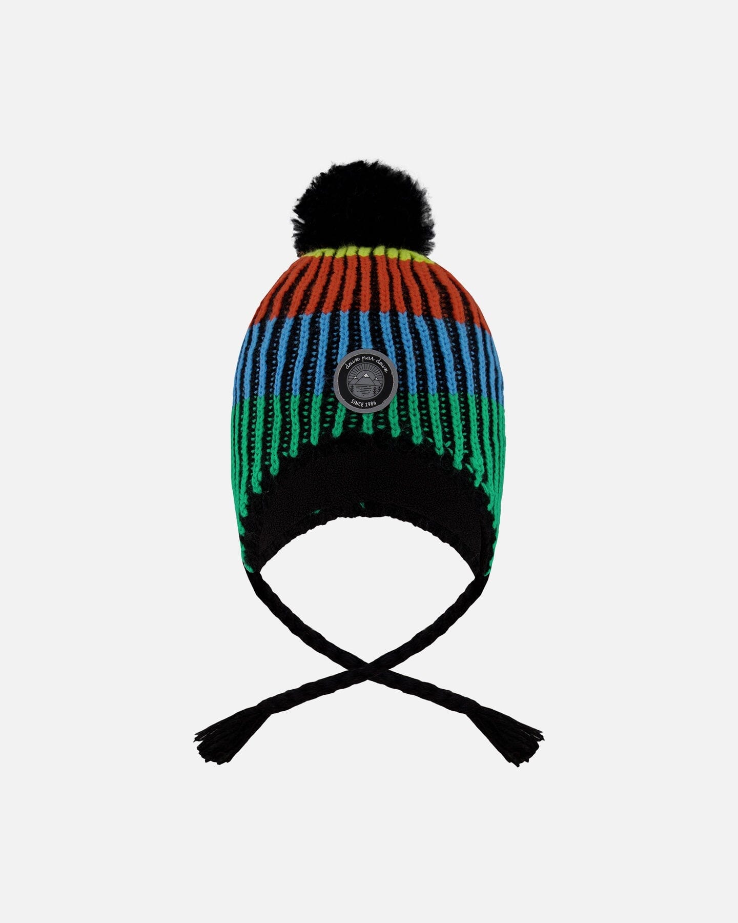 Lined Peruvian Knit Winter Hat With Pompom Multicolor