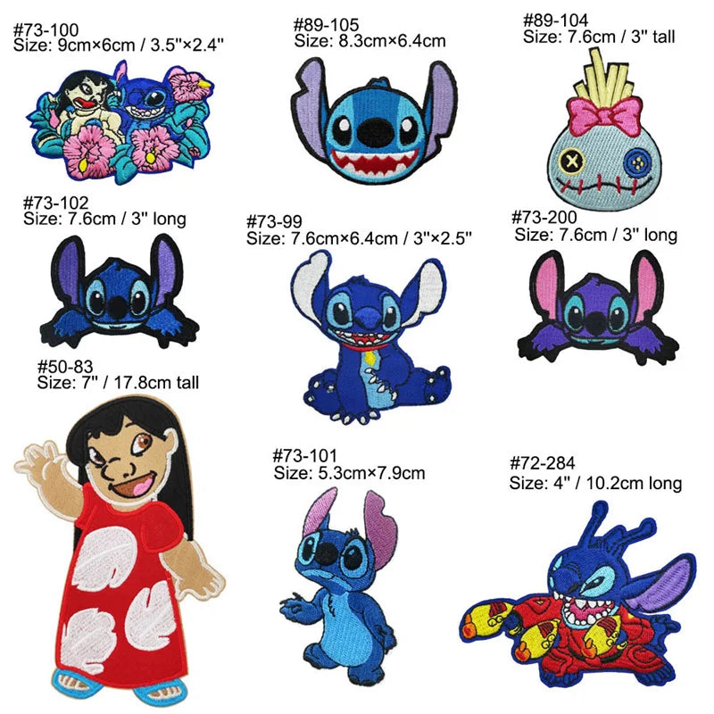 Dessin animé mignon Anime Stitch Écusson thermocollant pour vêtements T-shirt sac chaussures Patch Stitch autocollants pour vêtements autocollant en tissu brodé