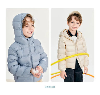 Doudoune Légère Enfant en Duvet de Canard Blanc, Nouveau Style Hiver, Manteau Court à Capuche pour Garçons et Filles, Vêtement d'extérieur pour Tout-petits