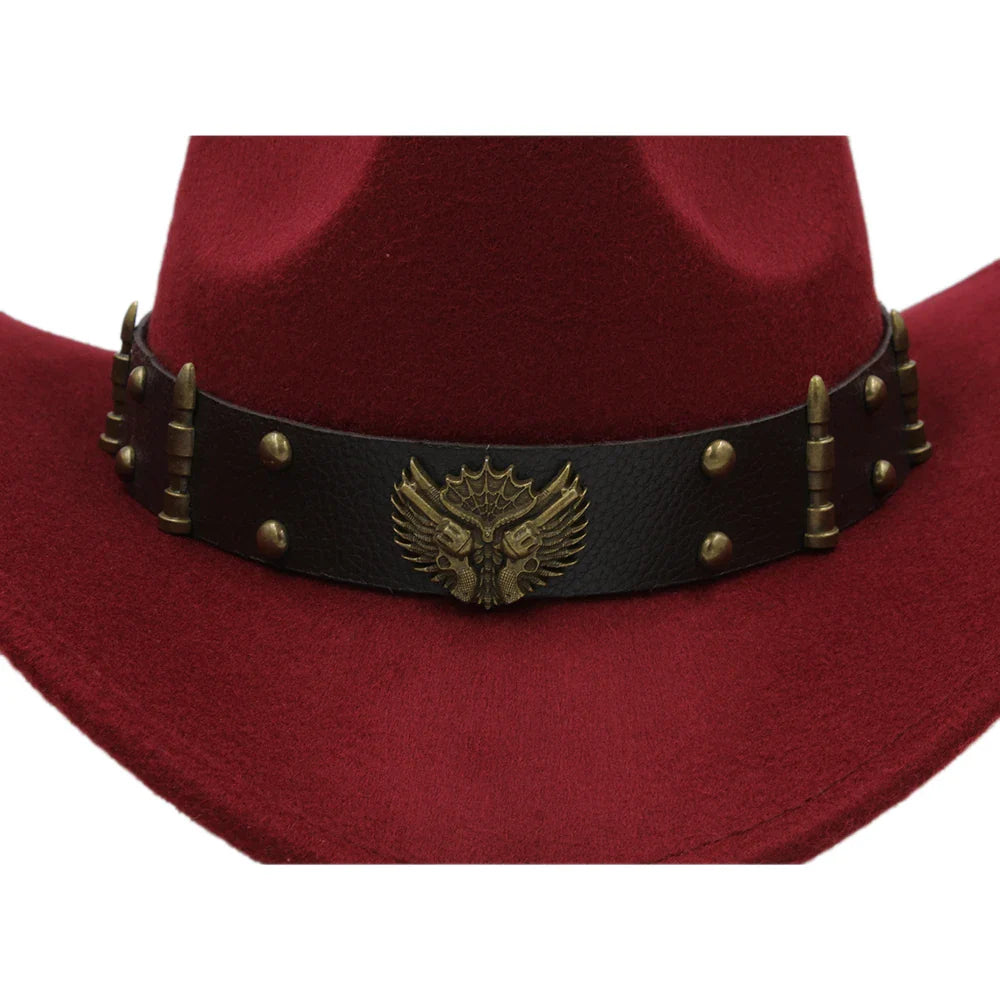 2 tailles Chapeaux de cowboy occidentaux pour hommes et femmes Chapeau de soleil Panama à large bord Chapeau Fedora d'extérieur Trilby Sombrero Fête Voyage Taille US 7 1/4 UK L