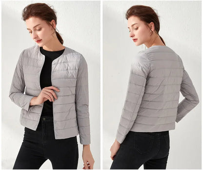 2024 New Spring Winter Women Liner Warm Down Jackets Ultralight Collarless Portable Female Padded Parkas O-Neck Puffer Overcoat