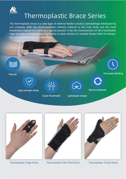 OEM ODM Orthopedic Consumable New Design Factory Price Lightweight Adjustable Palm Wrist Thermoplastic Brace