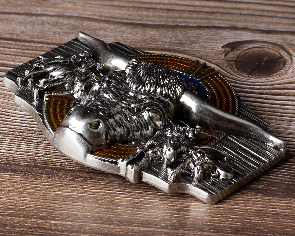 Tauren Ancient Silver Belt Buckle Metal Smooth Buckle 4.0 Cowboy for Men