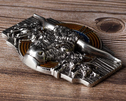 Tauren Ancient Silver Belt Buckle Metal Smooth Buckle 4.0 Cowboy for Men